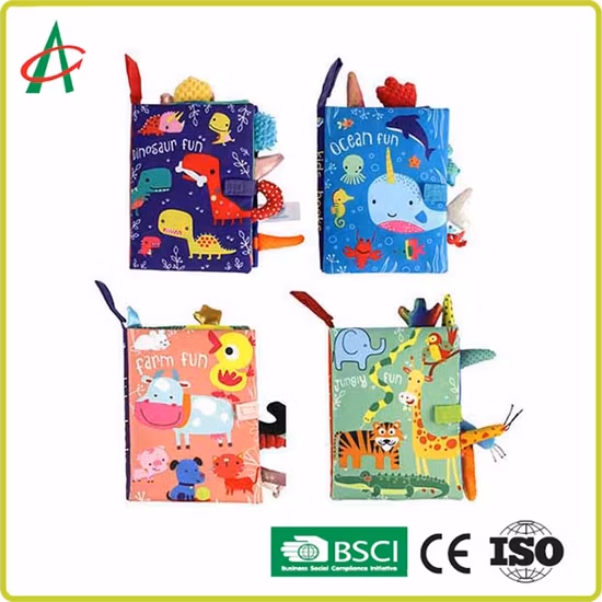 2022 Novo Desenvolvimento de Desenhos Animados Coloridos Impressos Livro Macio de Pelúcia para Bebês com Amostra Grátis